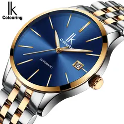 Ikcoloring мужские роскошные деловые наручные часы из нержавеющей стали с автоматической датой механические мужские часы Orologio Automatico 40 мм