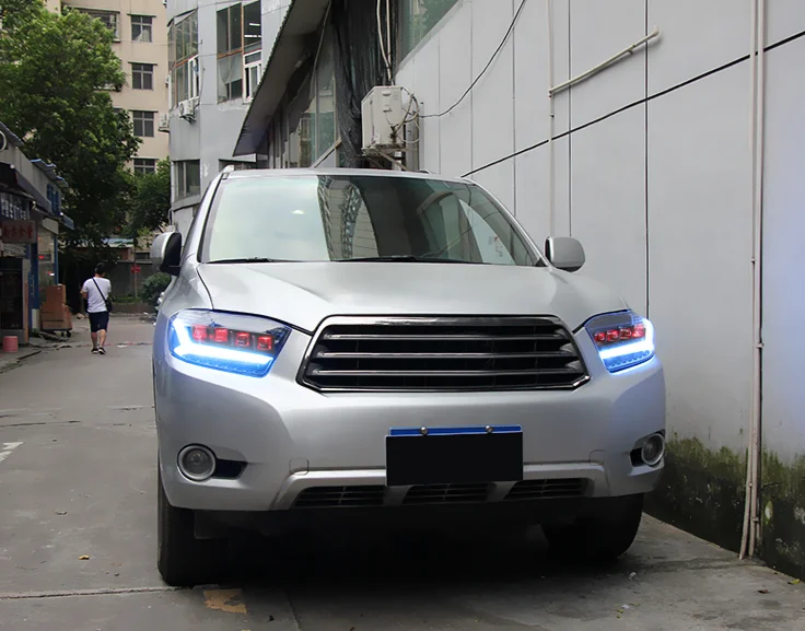 2 шт. светодиодный фонарь для Toyota Highlander 09-10автомобильный светодиодный фонарь с двойными ксеноновыми линзами автомобильные аксессуары дневные ходовые огни противотуманные фары