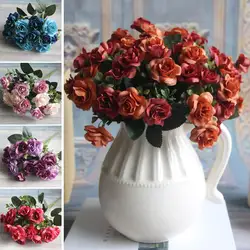 Остин 15 головок шелковые цветы искусственная Роза вечерние домашние Цветочные декоративное оформление из цветов пион
