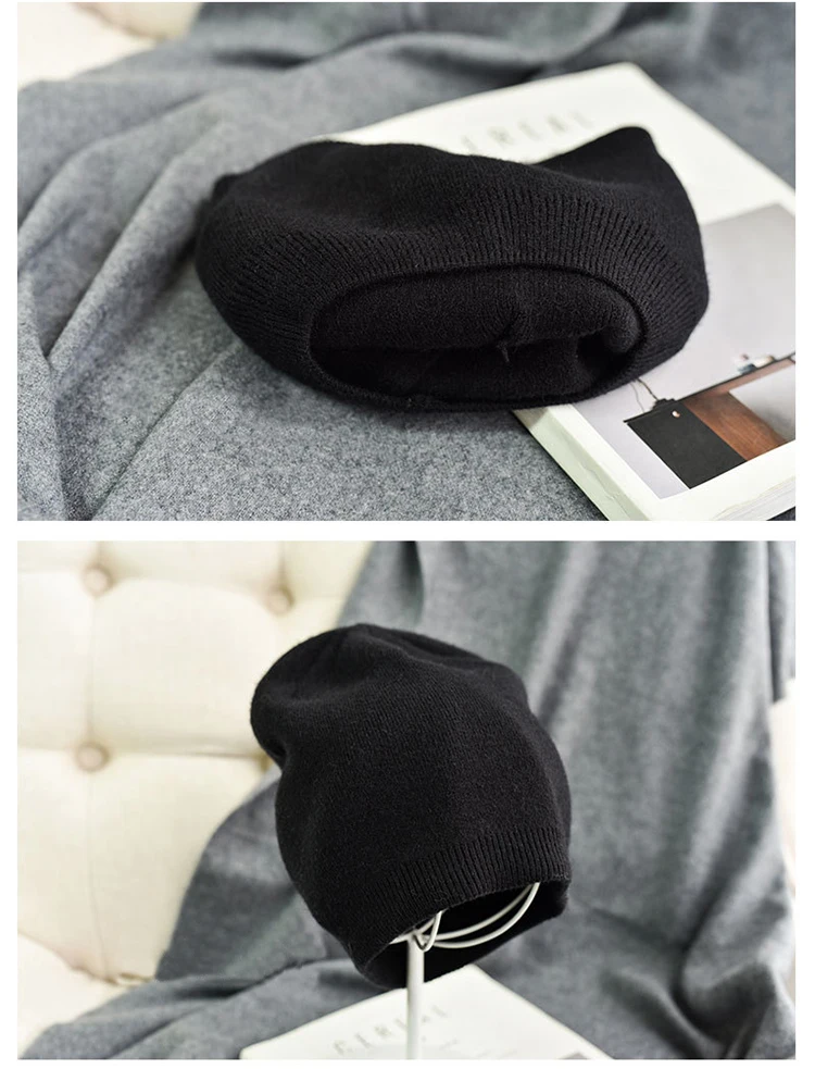 MingJieBiHuo Новая модная осенняя и зимняя модная Корейская теплая плотная простая Вязаная Шапка кашемировая Удобная шерстяная шапка однотонная шапка