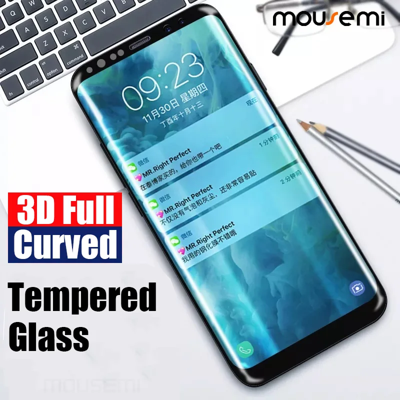 MOUSEMI For Samsung Galaxy S6 S7 Edge S9 Plus Note 8 9 3D Curved Full Cover Tempered Glass On S8 Screen Protector | Мобильные