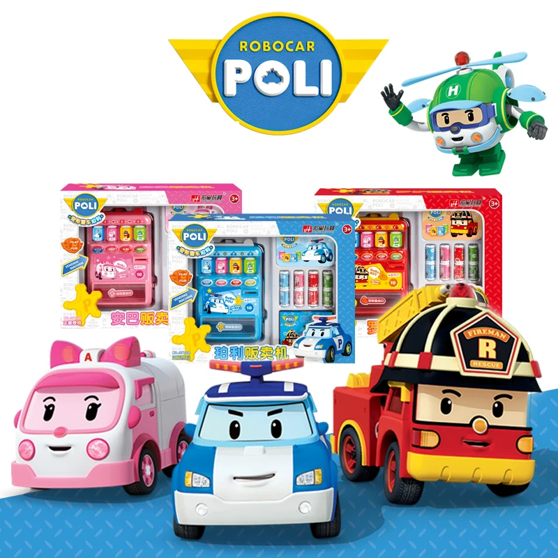 

Robocar Poli Child Toy Drinks Automatic Vending Machine Goods Pretend Play House Toys Children Girls Furniture for dollhouse