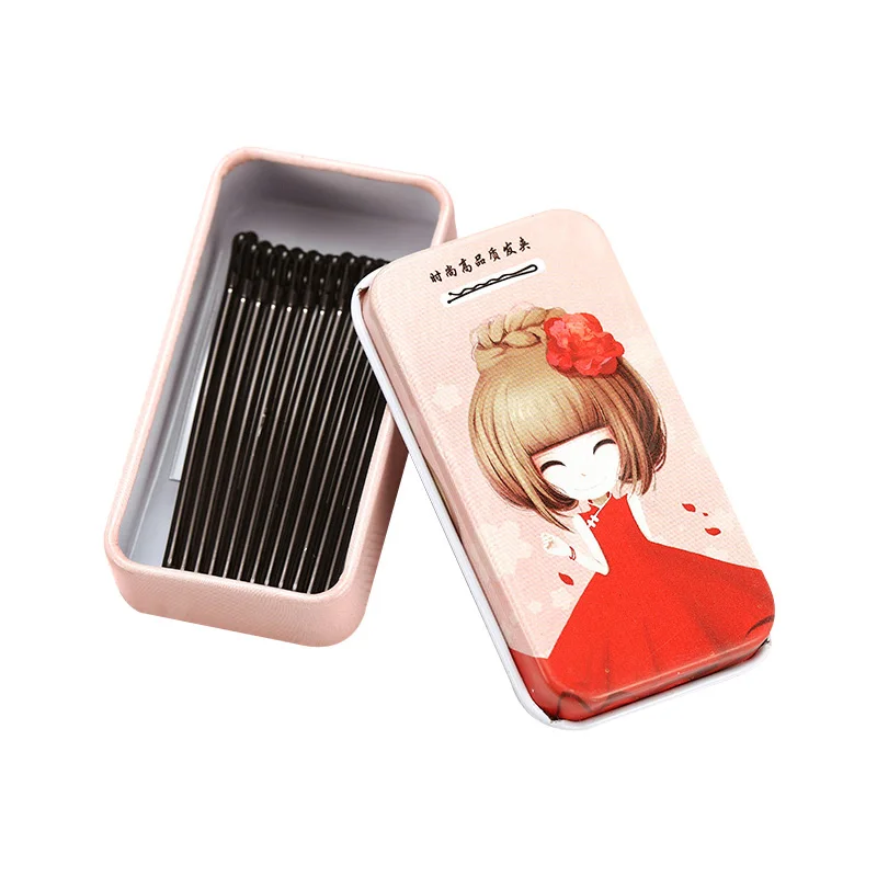 New 15PCS/Lot Cute Box Packed Crude Black Metal Barrettes For Women