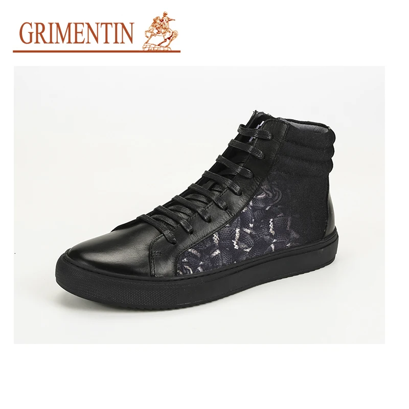 Бренд grimentin мужские ботинки г. Новая модная мужская обувь в стиле хип-хоп высококачественные кожаные ботильоны на шнуровке Мокасины Мужская обувь