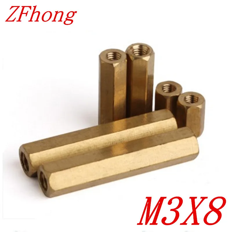 

1000pcs M3*8 m3 x 8 Brass Standoff Spacer Female Female Spacing Screws Hex Brass Threaded Spacer