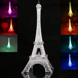 3D светодио дный светодиодный ночник детские подарки Эйфелева башня 3D иллюзия Ночной светильник изменение цвета настольные лампы светодио