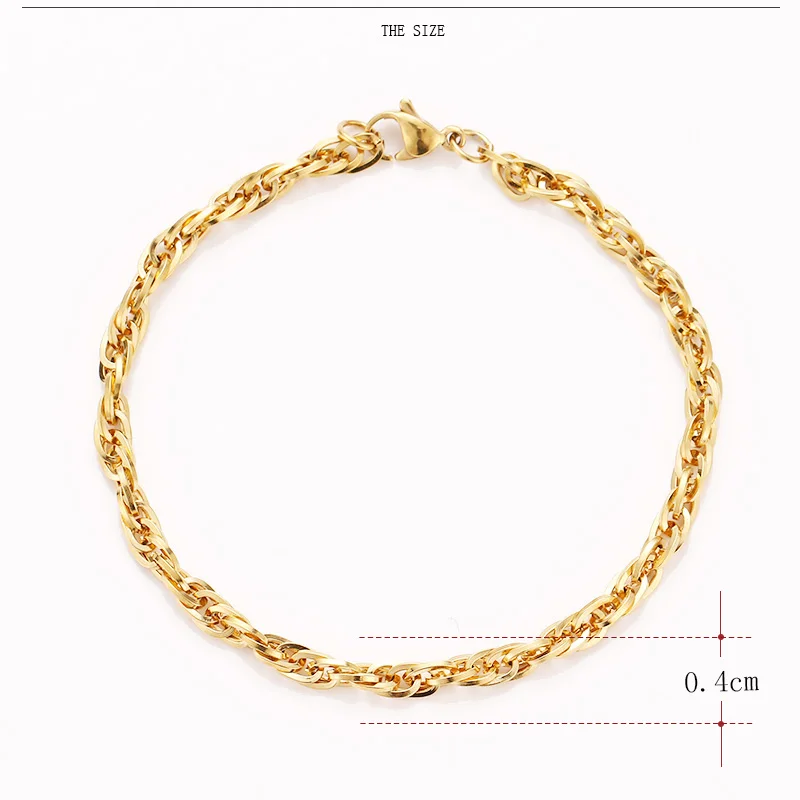CACANA Stainless Steel Chain Bracelets For Man Women Gold Silver Color For Pendant 0.4cm Double Buckle Donot Fade Jewelry A1237