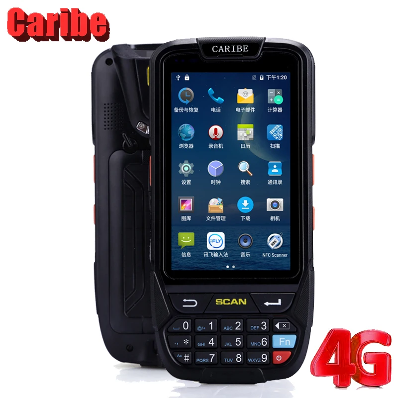 CARIBE Android PDA прочный 4G считыватель штрих-кодов четырехъядерный 2 ГБ+ 16 Гб WiFi RFID gps водонепроницаемый