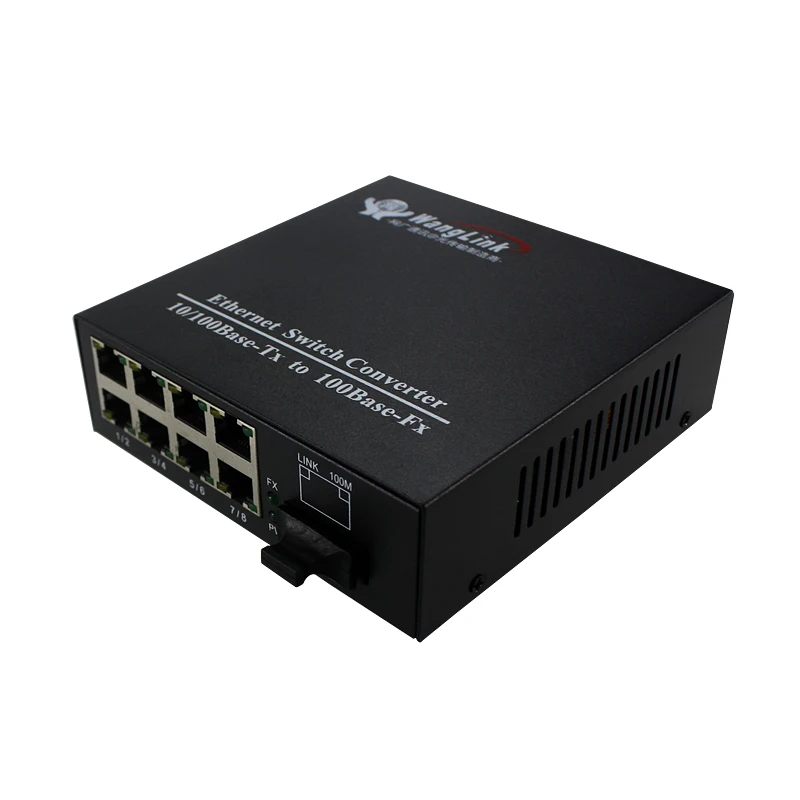 

10/100Mbps 8port Ethernet RJ45 to fiber optic media converter SC Single-mode 20KM ethernet switch converter 1 pair