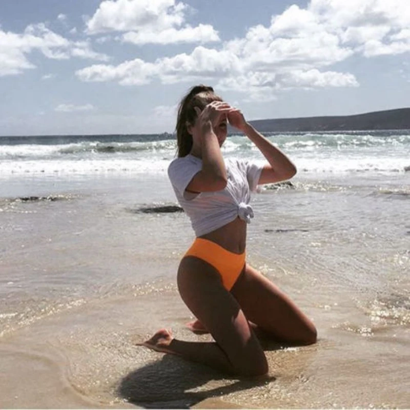 2019 New Summer Women Solid Bikini Set Push-up UnPadded Bra Swimsuit Triangle Bather Suit Swimming Suit biquini Drop ship-