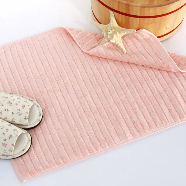 HAKOONA Hotel Striped Foot Towels Long Staple Cotton Bathroom Mats