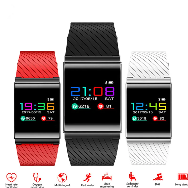 

Color Smart Watches Mens Pedometer Blood Pressure 2018 New Oxygen Heart Rate Monitor Smart Fitness Bracelet Activity Tracker