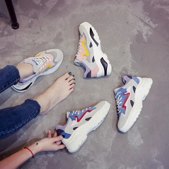 

2018 Casual Platform Shoes Women Fashion Brand Sneakers Lady chausure Autumn Female footware Breathable Girl Patchwotk Shoes