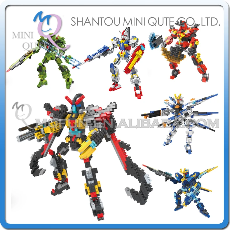 

Full Set 6pc/lot Mini Qute HC Huge super hero robot Gundam plastic building block model action figures education educational toy