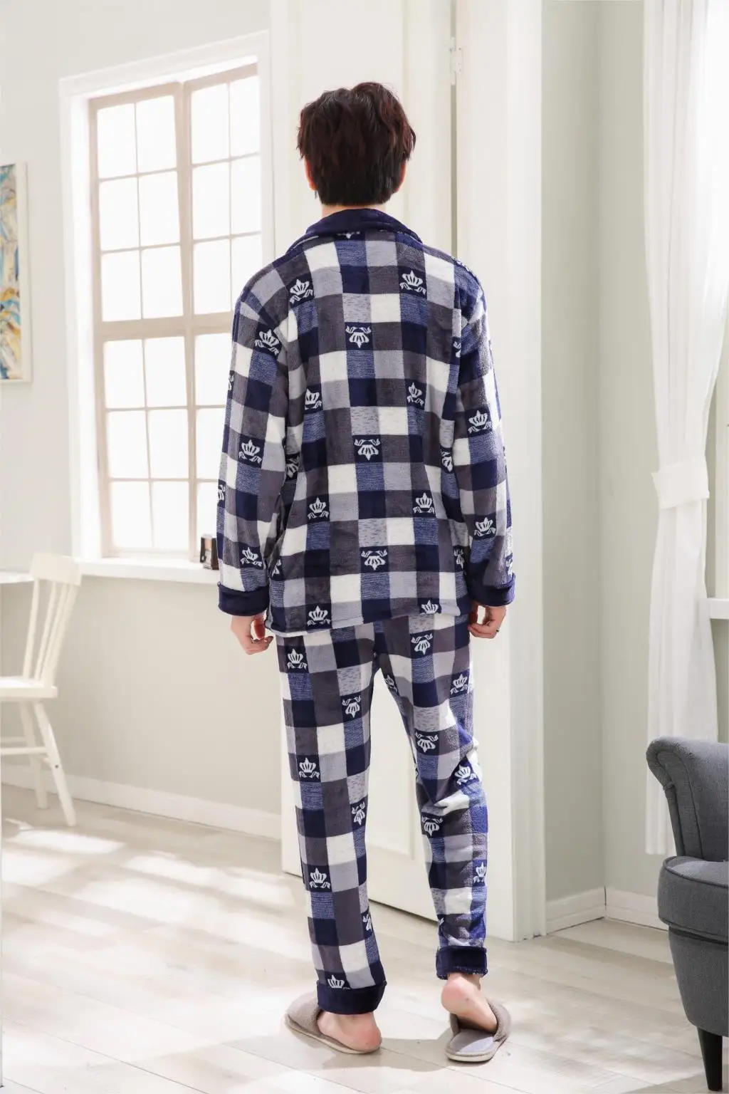 Yuzhenli зимние фланелевые для мужчин пижамы для девочек толстые сетки Теплая Пижама домашний костюм ночное Плюс размеры XXXL Лидер продаж