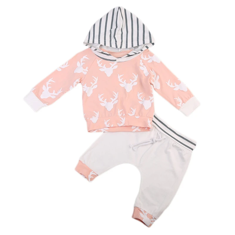 Newborn Baby Girls Hooded Long Sleeve Top T shirt+Pants Leggings Baby