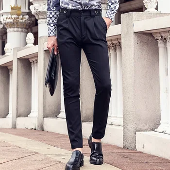 

Fanzhuan Free shipping Men's autumn man fashion 2017 new waist pants casual trousers male skinny jeans black embroidery 718152
