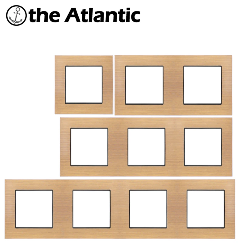 

DIY Custom For Wall Switch Socket Only Frame Panel Gold Aluminum Metal Panel Frame Singel,Double,Triple,Quadruple Panel