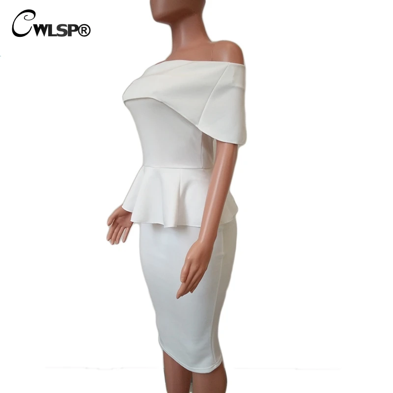 Элегантное летнее вечернее женское платье карандаш CWLSP с открытыми плечами