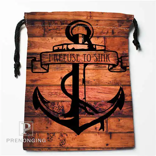 Custom Wood and Anchor Drawstring Bags Printing Fashion Travel Storage Mini Pouch Swim Hiking Toy Bag