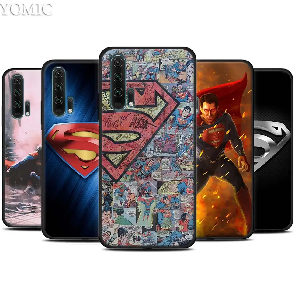 

Marvel superman Logo Black Silicone Case for Huawei Honor 20 Pro 10 20 Lite 20i V20 8X 8C 8A 8S Play Enjoy 9e 9s Case