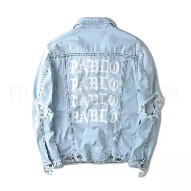 Pablo Denim Chaquetas Hombres Hip Hop Marca Ropa