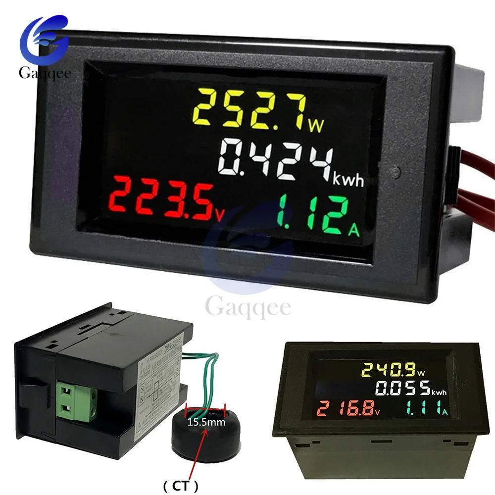 

100A AC 80V-450V LED Digital Voltmeter Ammeter AC 110V 220V Power Energy Voltage Current Meter Charger Tester Detector Monitor