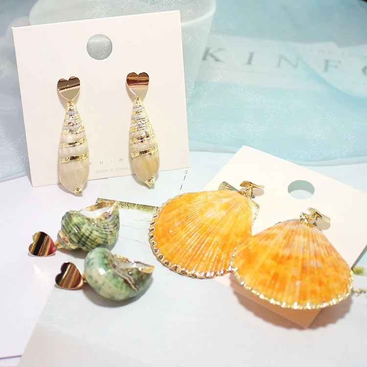 

1 Pair Sea Shell Earrings For Women Gold Silver Color Metal Shell Cowrie Statement Earrings Summer Beach Jewelry