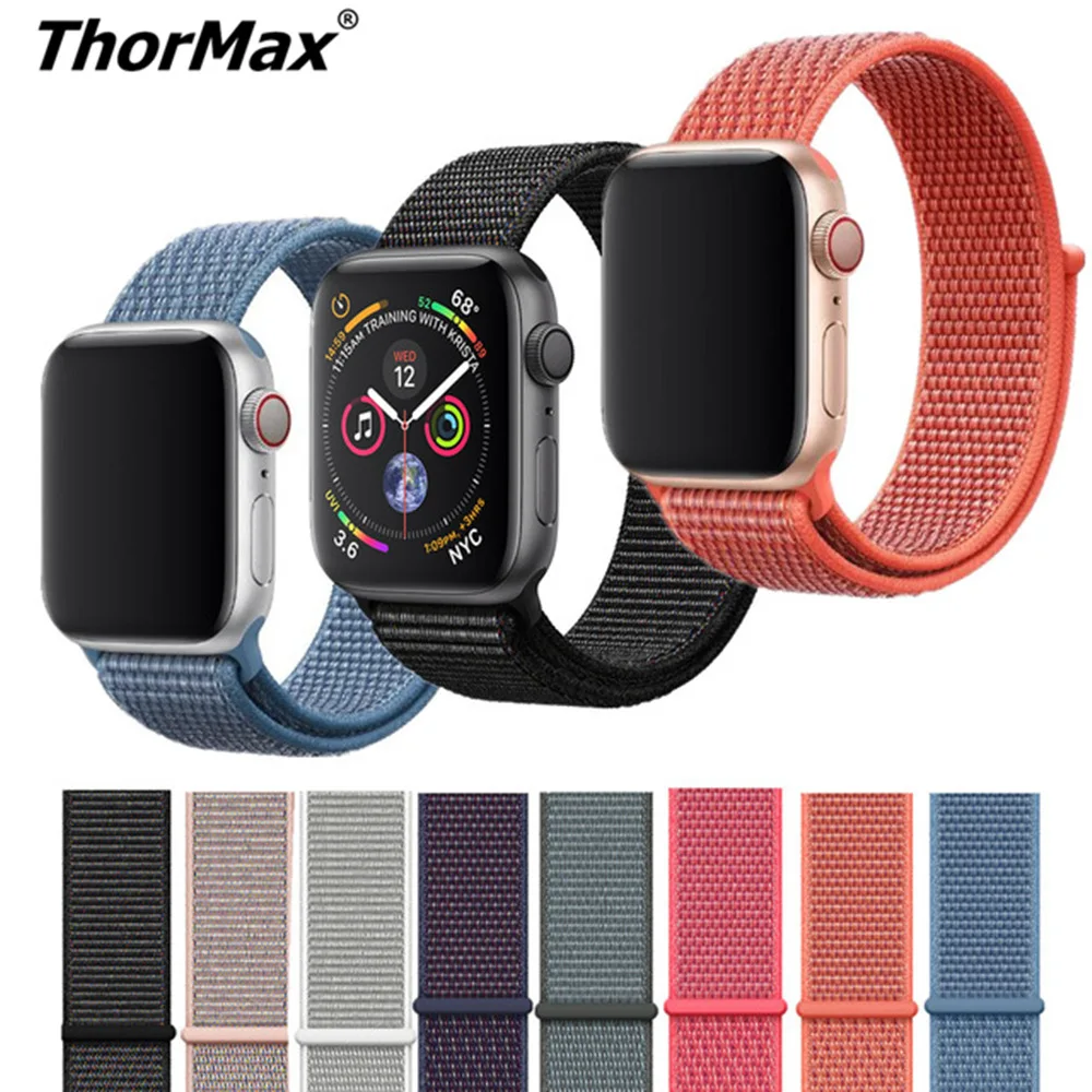 

Band For Apple Watch Series 4 3 2 1 38MM 42MM Nylon Soft Breathable bracelet Replacement Strap Sport Loop for iwatch 4 40MM 44MM