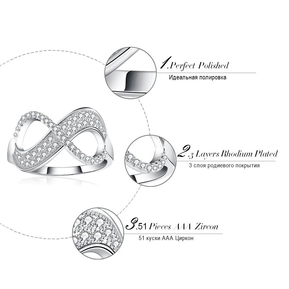 ORSA JEWELS популярное кольцо бесконечности для девочек, австрийские кольца с кубическим цирконием ААА, модное серебряное ювелирное изделие, подарок OR108