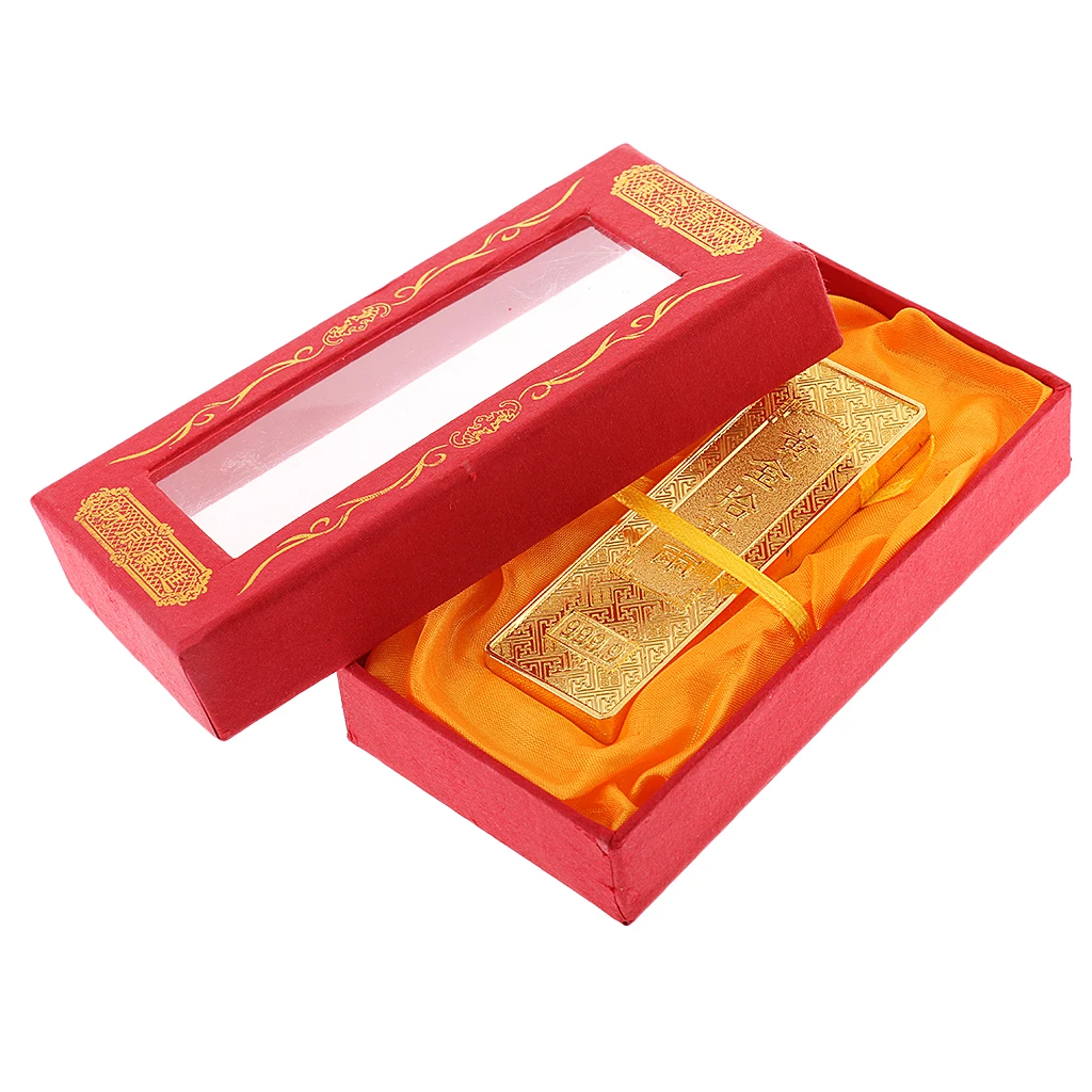 Chinese Feng Shui Fake Bullion Gold Bar Wealth Crafts for Home Office Charm