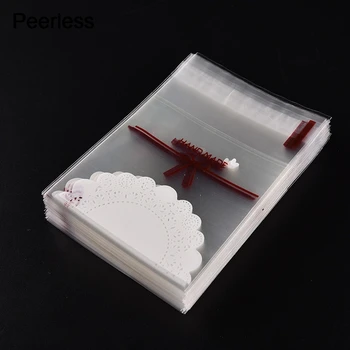 

Peerless 100PCS Cartoon bowtie Transparent Cookies Candies Bag Self-adhesive Packaging Bags Stationery Holder