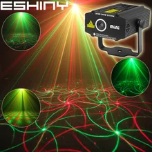 ESHINY Mini 2in1 Pattern Effect R&G Audio Star Whirlwind Laser Projector Stage Disco DJ Club Bar KTV Family Party Light Show P14