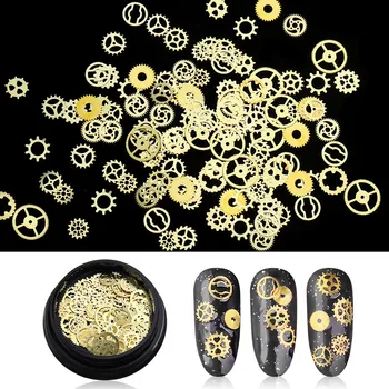 

1 Box Steampunk wind clock mechanical nail decoration Metal Gear Stud Sheet Mixed Steampunk Nail Art Decoration20