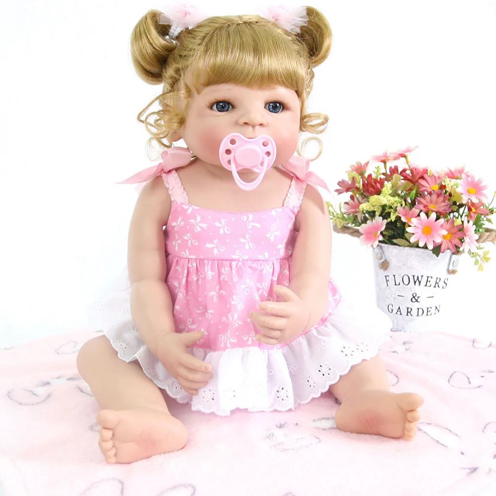 

23" Full Silicone Reborn Girl Baby Doll Toy Lifelike handmade toys reborn infant dolls baby Child play house bonecas for sale