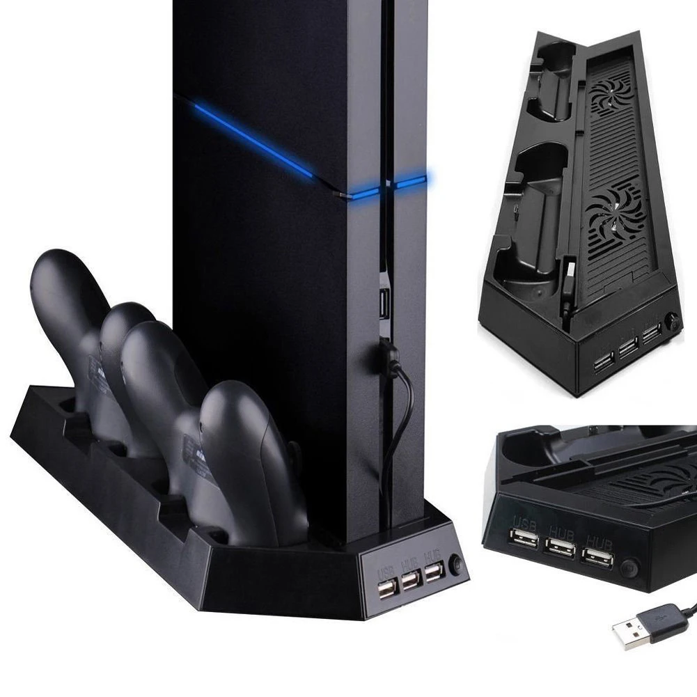 Игровая консоль охлаждающая станция Вертикальная игровая охлаждающая подставка с двойным контроллером зарядная док-станция+ USB/концентратор порты для Playstation 4 PS4