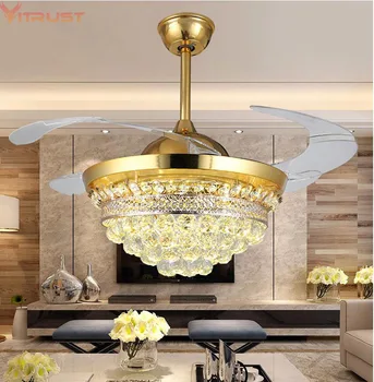 

Ceiling fan Lights Remote Control Crystal Pendant Fans Lighting Living Room Ventilador de Teto Hanginng Dining Bedroom 36 42inch