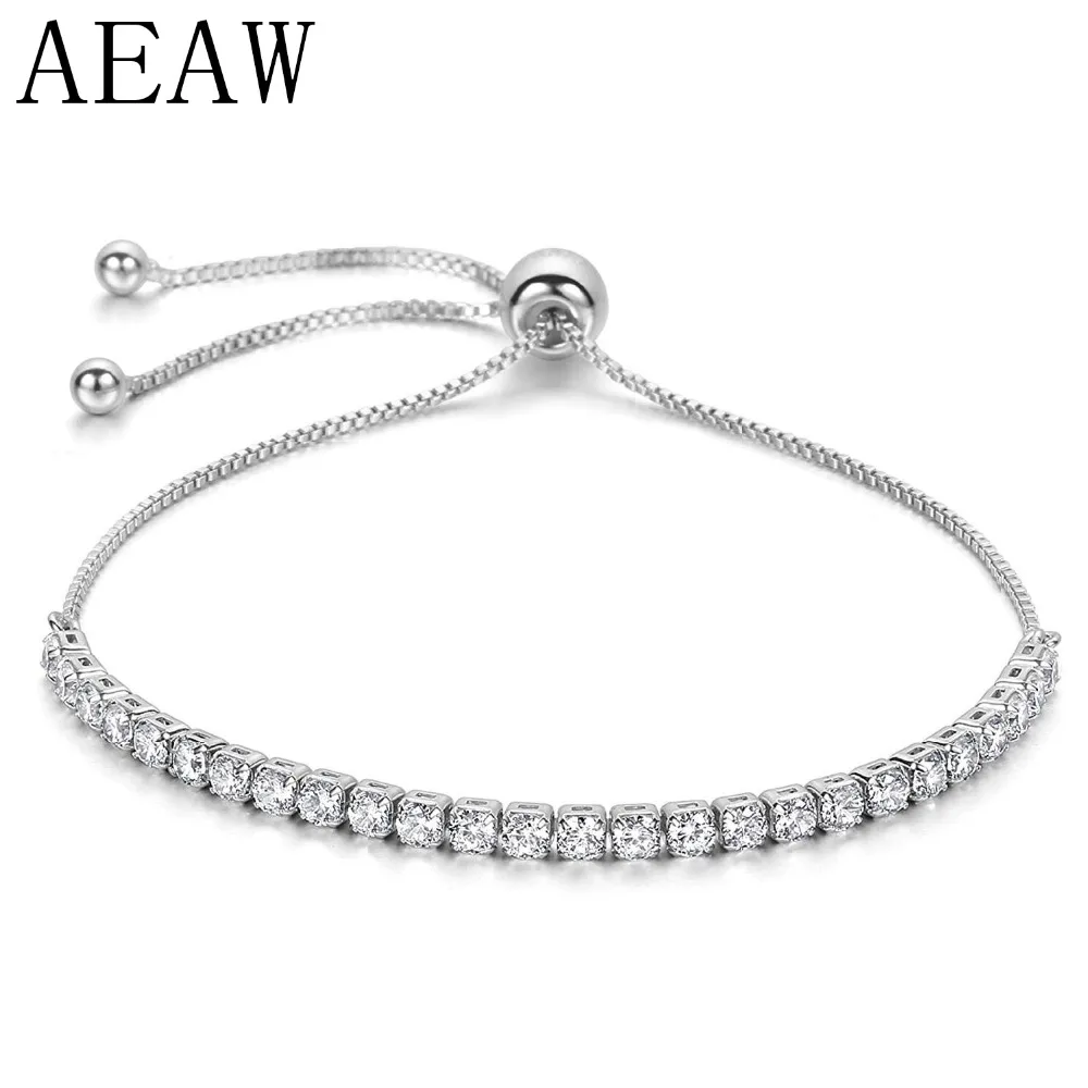 

AEAW Platinum Plated Silver for Women Adjustable Chain Bracelet for Women 2.6CTW Moissanite EF Color VVS