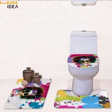 HUGSIDEA домашний декор коврики для ванной комнаты красочные граффити 3D Панк череп голова Печать Нескользящая Ванная комната ковер Туалет мягкий коврик 3 шт