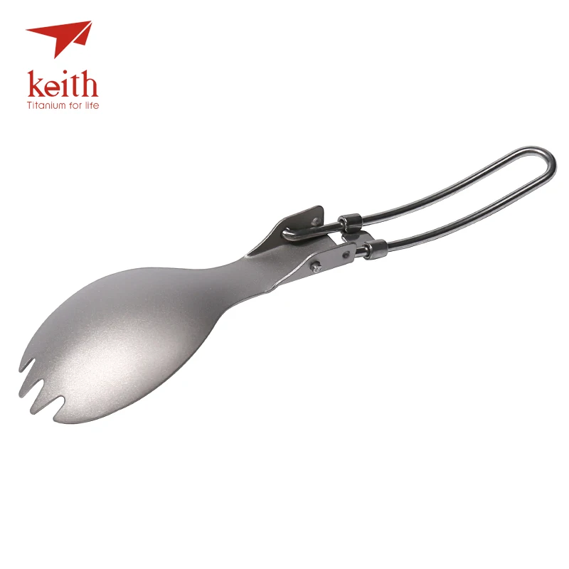 Keith Titanium Spork plegable camping cubiertos viajes tablewares picnic al aire libre senderismo conveniente Tenedores cuchara 17.5g ti5301