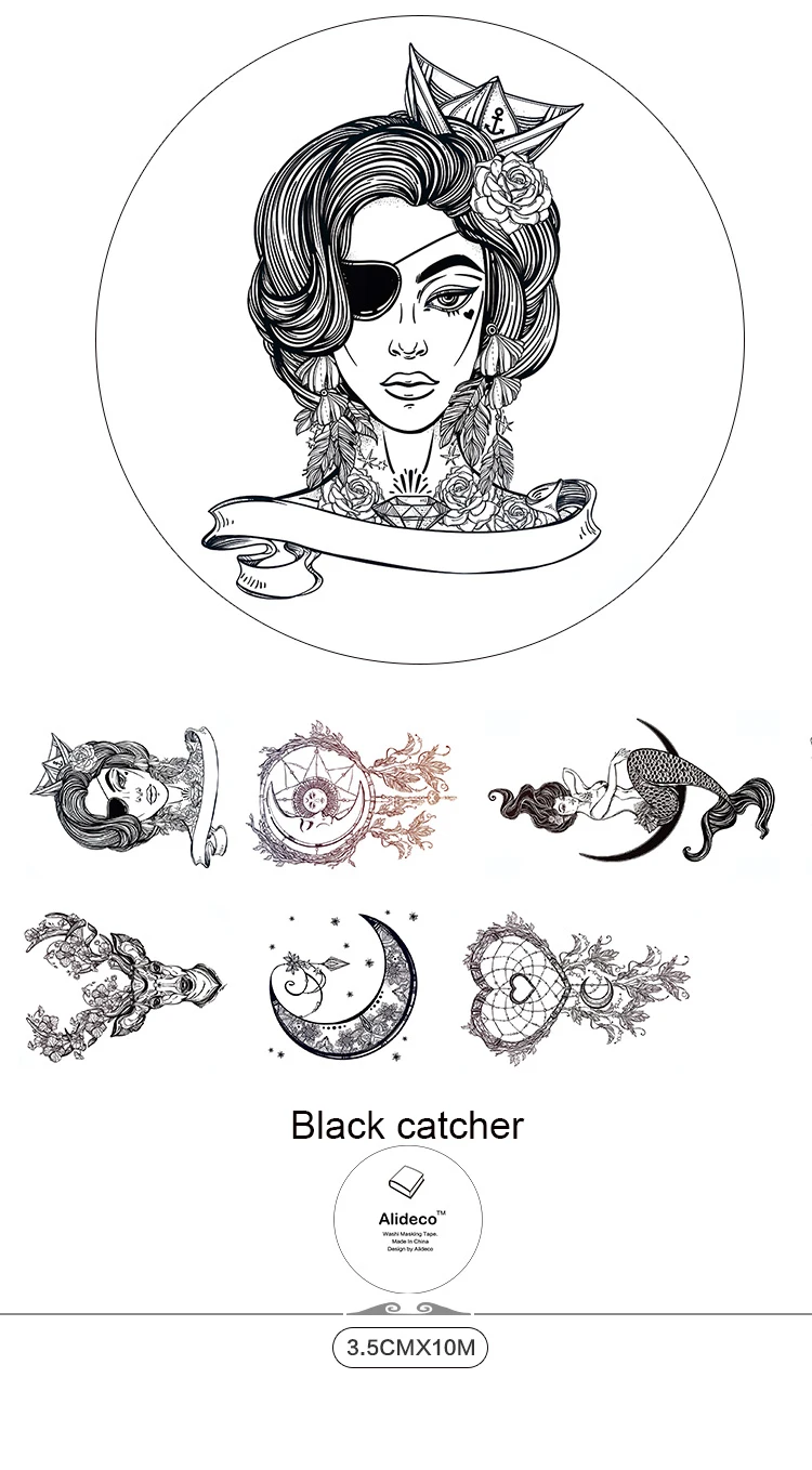 DIY бумага японский васи маскировки чернила девушка черный Ловец снов украшения клейкие ленты Скрапбукинг Alideco