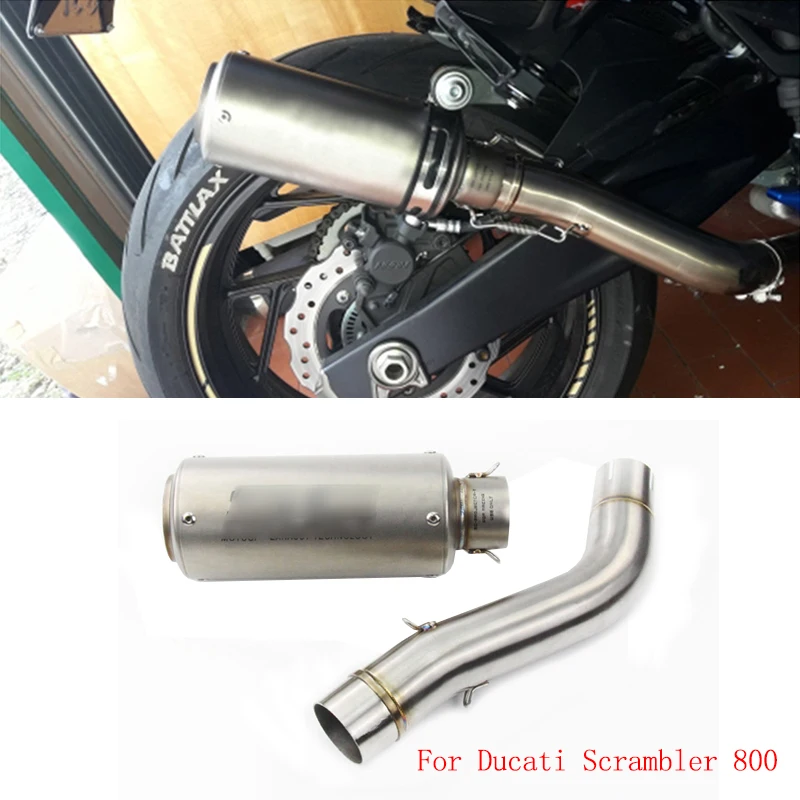 

For Ducati Scrambler 800 Motorcycle All Years Stainless Steel Whole Set 50.8 mm Mid Link Pipe 51 mm Exhaust Tail Pipe 245 mm