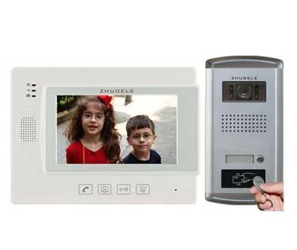 

ZHUDELE Top Quality Intercom System Doorbell 7"Video Door Phone FRID Panel Camera w/t Waterproof Cover 1camera+1monitor