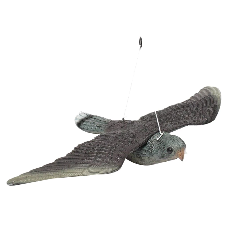 ABLA Flying Hawk Decoy Bird Deterrent, Lifelike and Realistic with Hanging Strings, Full Bodied Pest Control Garden Hunting an