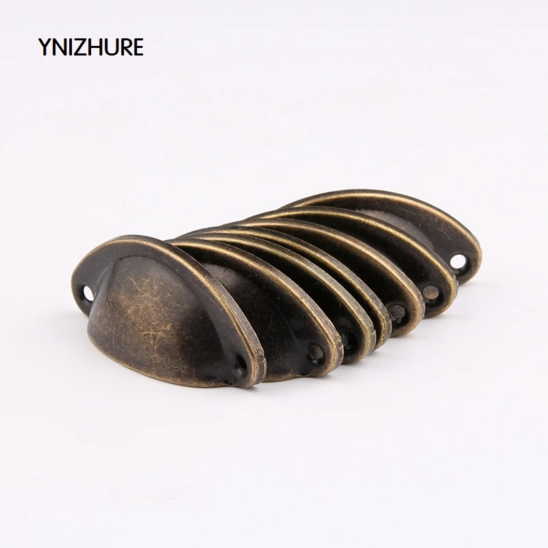 2018 Sale Promotion Tiradores Muebles 50pcs 50*20mm Metal Antique Drawer Handle Medicine Cabinet Green Ancient Shell Semicircle