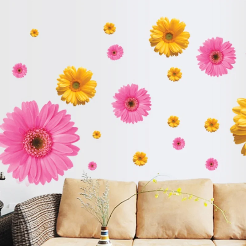 Daisy Wall Sticker Bedroom Wall Decal Flowers Decorative Combination