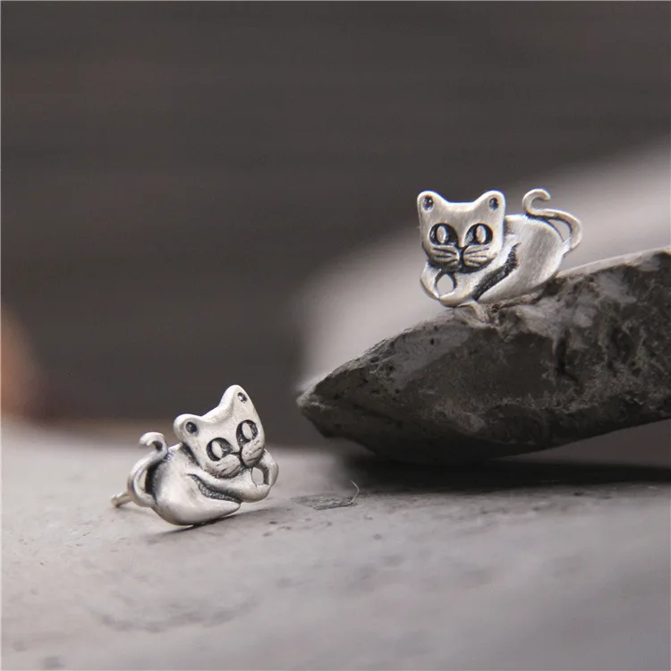 

2018 Hot Sale New Arrival Anniversary None Animal S925 Pure Cute Little Kitty Fashion Earrings Thai Small And Fresh Allergy