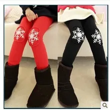 Зимние детские штаны высокого качества для девочек, теплые бархатные леггинсы с рождественским принтом снежинки, сапоги и штаны