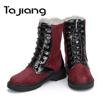

Ta Jiang Super Warm Snow Boots Women Winter Boots Shoes Woman Autumn Ankle Boots Ladies Flock Lace-up Med Heels Women Boots
