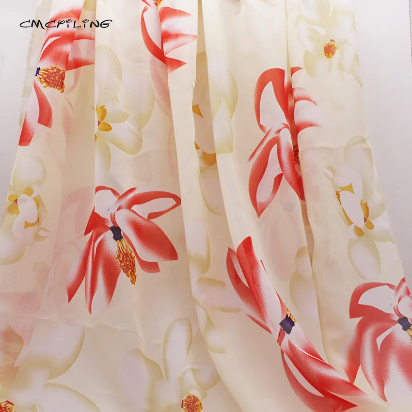 

CMCYILING Floral Printed Chiffon Fabric For Summer Dress Shirts Sewing Tulle Fabrics Polyester Cloth Apparel Fabric 50*150CM